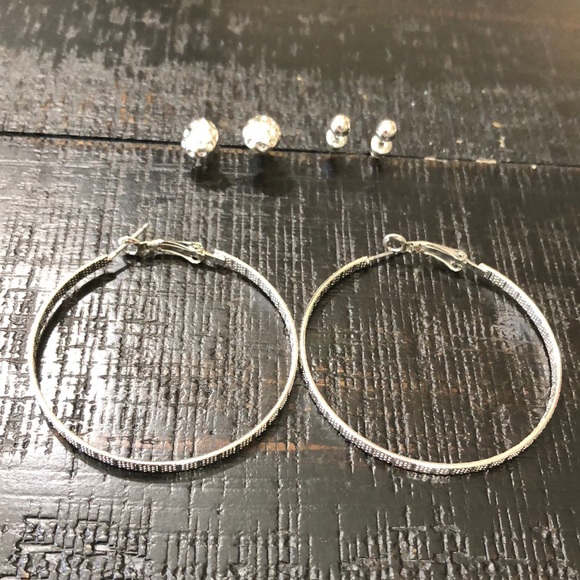 Jewelry - NWT 3 Pairs Of Silver Tone Pierced Earrings!